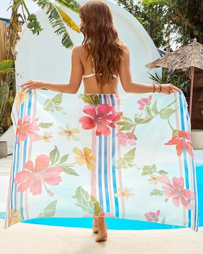 Image of Eicolorte Womens Beach Cover Up Chiffon Sheer Bikini Beach Swimsuit Coverup Sarong Pareo Wraps for Women