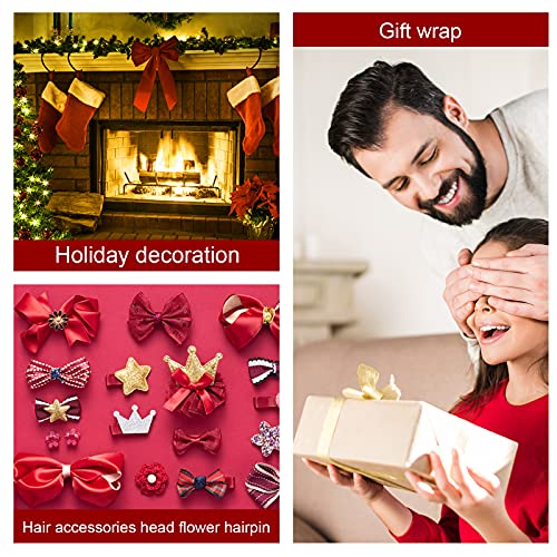 2 Colors Satin Ribbon 1 Inch X 50 Yards Fabric Satin Ribbon For Gift Wrapping, Crafts, Hair Bows Making, Wreath, Wedding Party Decoration And More (Tan & Burgundy) #TOP5