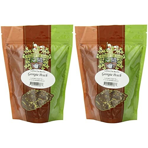 English Tea Store Loose Leaf, Georgia Peach Rooibos Caffeine Free Tea Pouches - 4Oz, 4 Ounce (Pack Of 2) #TOP23