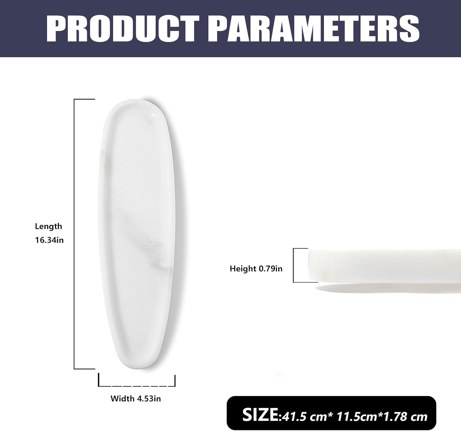 Color White Natural Marble Tray – Real Stone for Bathroom, Vanity, Counter, and Home Decor. Perfect for Jewelry, Candles, and Cosmetics. Durable, Elegant, and Unique Made of Real Stone（White）