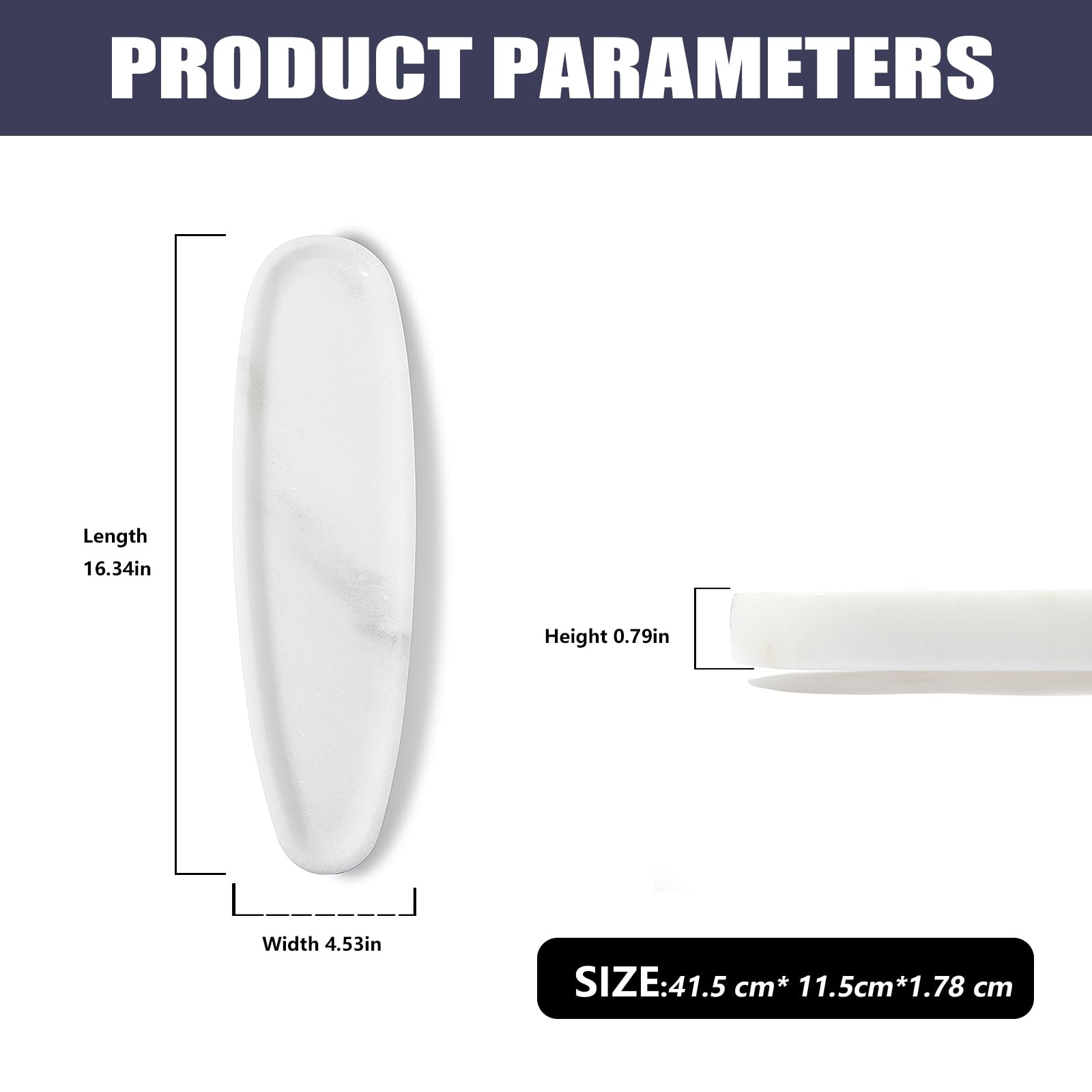 Luxurious Natural Marble Tray for Home Decor, Counter?Bathroom, Vanity & Coffee Table Decor – Genuine Stone Storage Tray for Jewelry, Essential Oil Candles, Cosmetics Non-Resin/Non-Ceramic