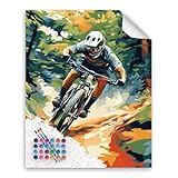 Cawpom Mountain Biking Paint by Numbers Kit for Adults, Bike Racing Paint by Number,...