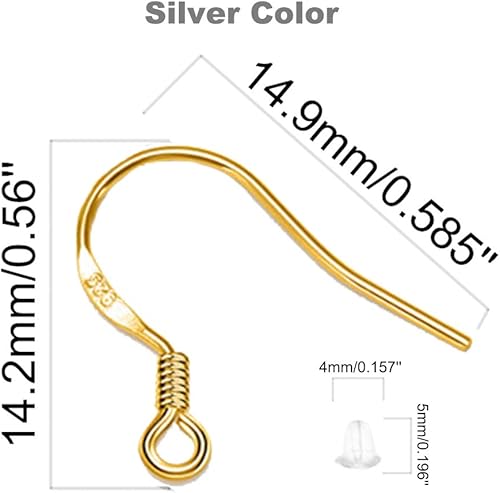 Miniatura 92 de Ganchos de oro para aretes, 80 piezas/40 pares, cables de oreja, 240 piezas hipoalergénicas de joyería con anillos de salto y tapones de silicona