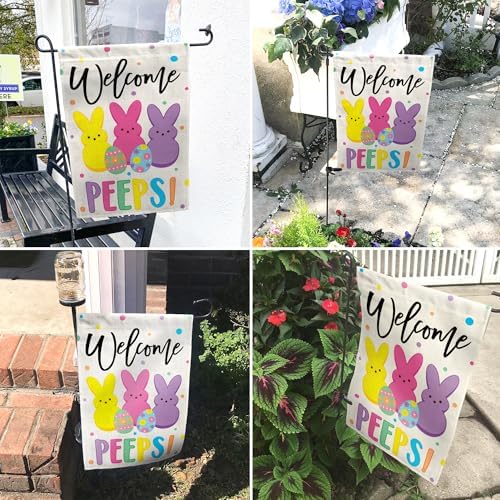 Easter Garden Flag (12x18) Double Sided - Welcome Bunny Spring Yard Flag - Easter Decorations Outdoor - Holiday Flag for Porch Patio Lawn Garden Decor - 2
