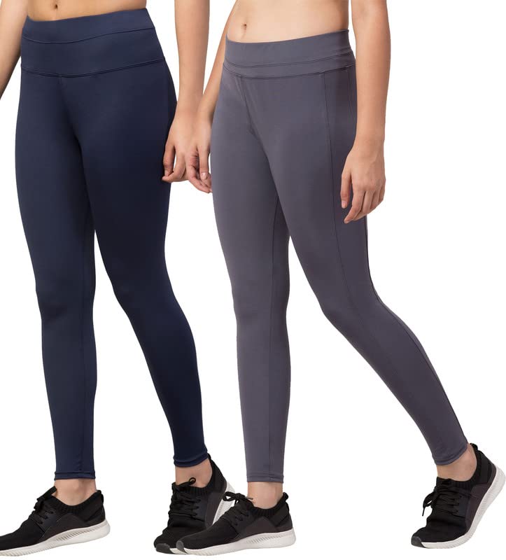 Image of BLUECON Gym wear Leggings Ankle Length Workout Pants | Stretchable Tights | Mid Waist Sports Fitness Yoga Track Pants for Girls & Women (Pack of 2)