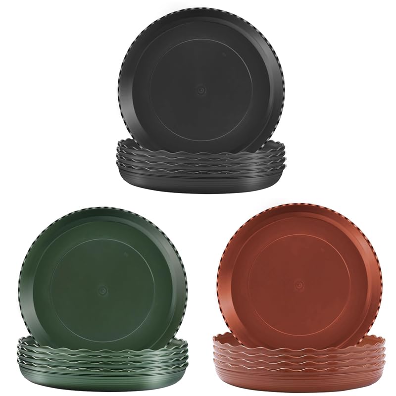 5 Pack Green Plant Saucers, 15 CM Round Pots Trays, Garden Plastic Plate Tray, Flower Drip Trays for Indoor/Outdoor Household Plants (Green, 15cm)