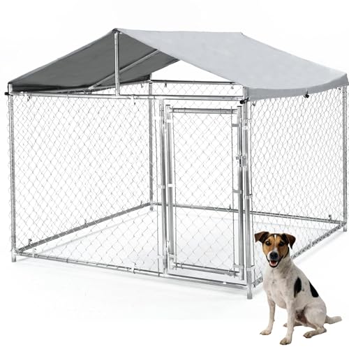 79 in Outdoor Dog Kennel for Large Dog, Heavy Duty Galvanized Ste...