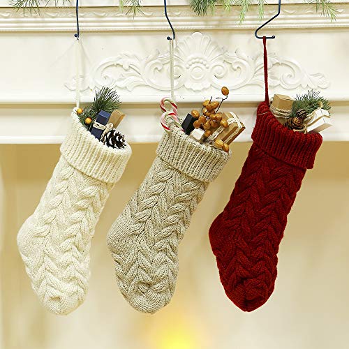 Amidaky Knit Christmas Stockings 2 Pack 14 Inches Large Red Wine And White Rustic Personalized Stocking For Family Holiday Xmas Party Decorations #TOP1