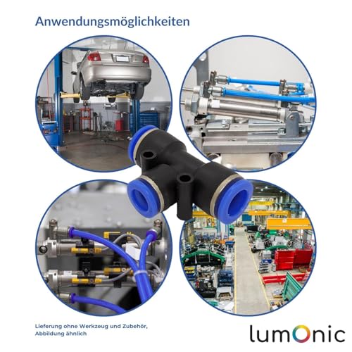 Distribuidor en T reductor Lumonic de 12/10/12mm para aire comprimido 7