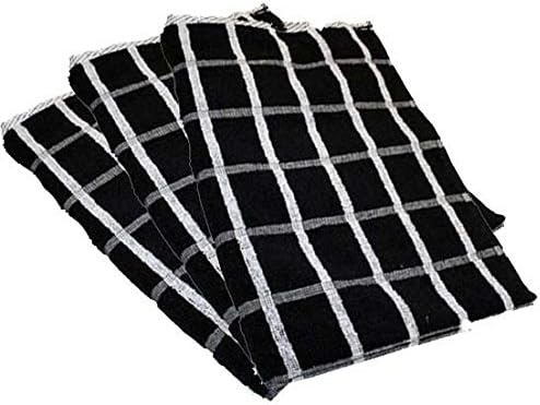 Portland Luxury Waffle Egyptian Tea Towel [3 PACK] 50x70cm Black/White