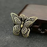 LUPZENFUXIA Deko-Objekte, Messing, 4,5 x 3,5 cm, Retro-Messing-ausgehöhlt, schöner Schmetterlings-Schlüsselanhänger, Vintage-Insektenanhänger, Heimdekoration, exquisites kleines Geschenk, 1 Stück
