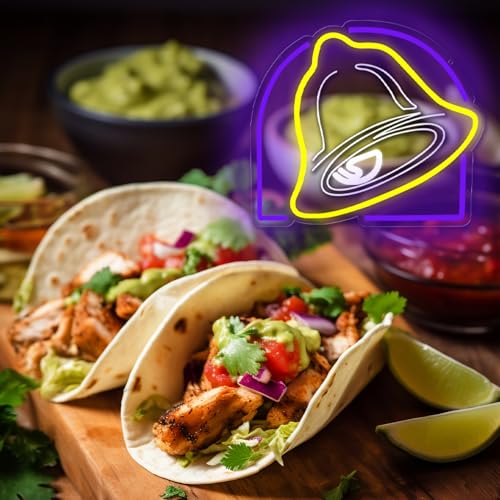 Image of Pugna Tacos Neon Signs for Wall Decor Taco Team Neon Lights for Bedroom Led Signs Suitable for Dormitory Man Cave Christmas Gift