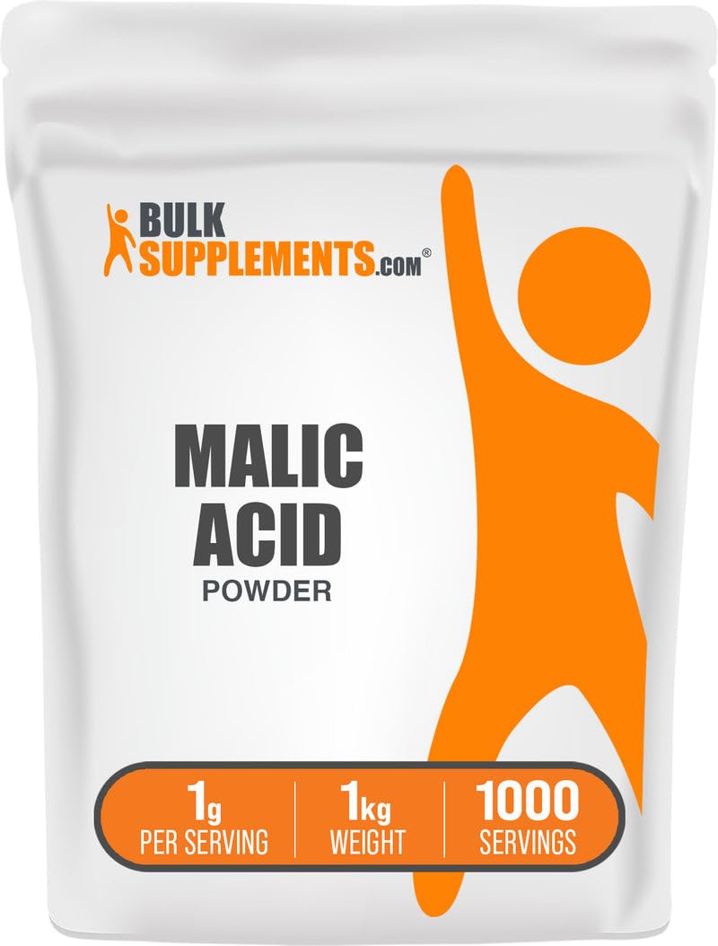 BulkSupplements.com Malic Acid Powder - L-Malic Acid, Dietary Supplement - Food Grade, Pure & Gluten Free, 1g per Serving, 1kg (2.2 lbs) (Pack of 1) 2.2 Pound (Pack of 1)