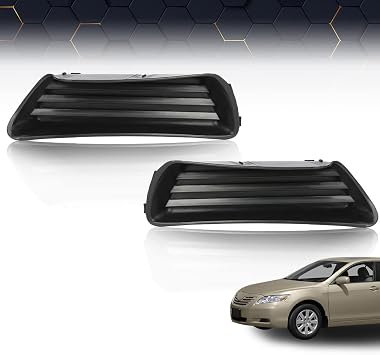 PIT66 Front Bumper Fog Light Cover Insert Panel Pair Set Compatible with 2007 2008 2009 Toyota Camry Left Driver And Right Passenger Side black
