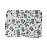 LHFLIVE Microfiber Owl Dish Drying Mat Gray 18 x 24 Inch Extra Large Gray Fox Double-sided Design