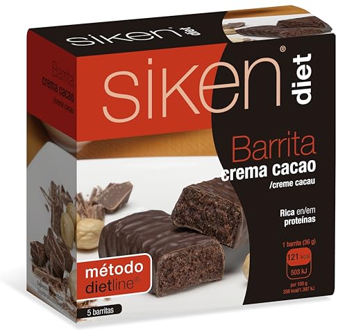 Siken Diet - Barrinha sabor de cacau com proteínas e baixas calorias para controlar o seu peso: estojo com 5 barras de 36 g, 180 g