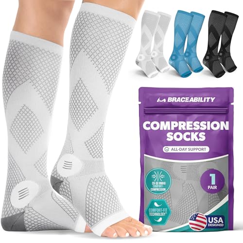 BraceAbility Compression Socks for Circulation - 20-30...