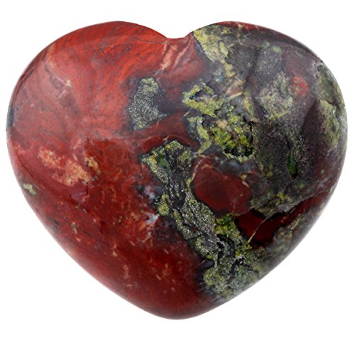Shanxing Natural Dragon Blood Jasper Crystal Puff Heart Worry Healing Stone Palm Chakra Reiki 1.7