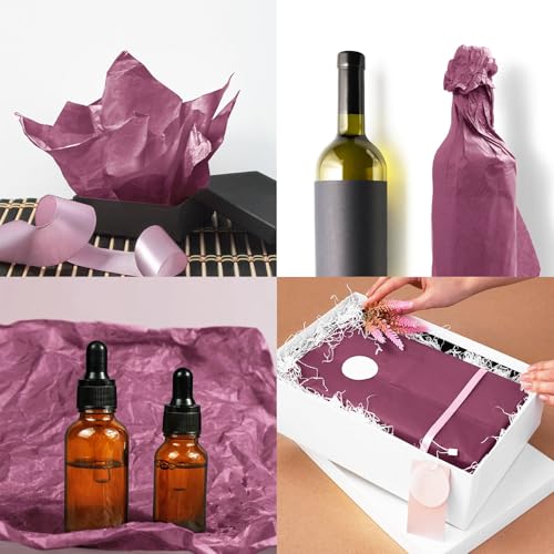 Image of 120 Sheets 20 inchX14 inch Burgundy Tissue Paper for Gift Bags Wrapping, Art Tissue Paper Bulk for Holiday Birthday Party Crafts Decoration (Burgundy)