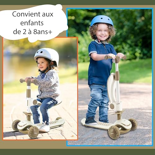 Tricycle bébé évolutif de 2 à 10 ans ajustable et pliable en PU