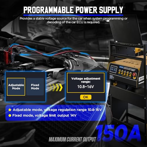 AUTOOL Flash Reprogramming Power Supply 150A, Car Battery Charger with Battery Maintainer Mode, Adjustable Charging Current Voltage, for Lead-Acid Battery