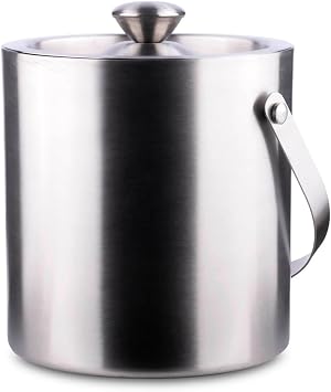 PrimeSaver Ice Bucket with Lid - Insulated Ice Bucket for Parties, Cocktail Bar, Tiki Bar - Double Wall Stainless Steel - 1.5 Quart