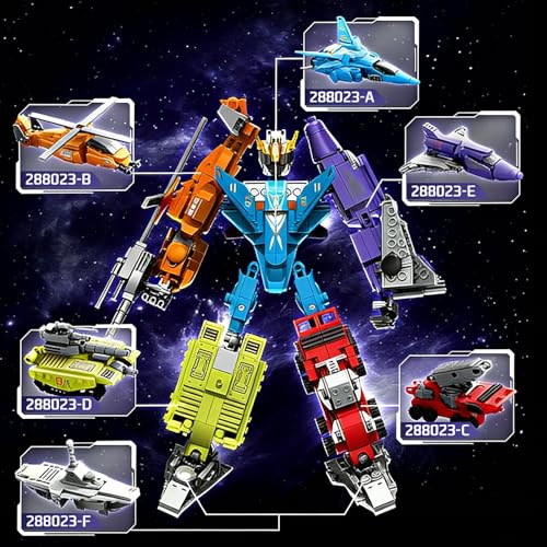 Image of SKY LINE OCEAN 6-in-1 Bugle Call Robot Building Blocks Set, 881 Pieces Transforming Mecha Construction Toy, STEM Educational DIY Kit for Kids Boys & Girls Ages 6+