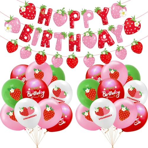 54% Off Strawberry Birthday Party Decoration Set with Balloons - Image 3