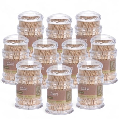 MIJOMA Lot de 10 paquets de 200 cure-dents en bois non traité, de qualité supérieure...