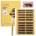 Pre Glued Cluster Lashes,100PCS No Glue Need Eyelash Clusters 10-16mm Self Adhesive Individual False Eyelashes,Press-on Natural Wispy Lash Clusters Reusable with Tweezers Easy to Wear & Remove