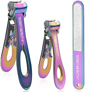 Nail Clippers for Thick Nails, Extra Wide Jaw Opening Nail Cutter for Hard Toenail, Stainless Steel Fingernail Big Toenail Trimmer with Nail File 3 Pcs Set for Large Toenail Seniors & Men & Women