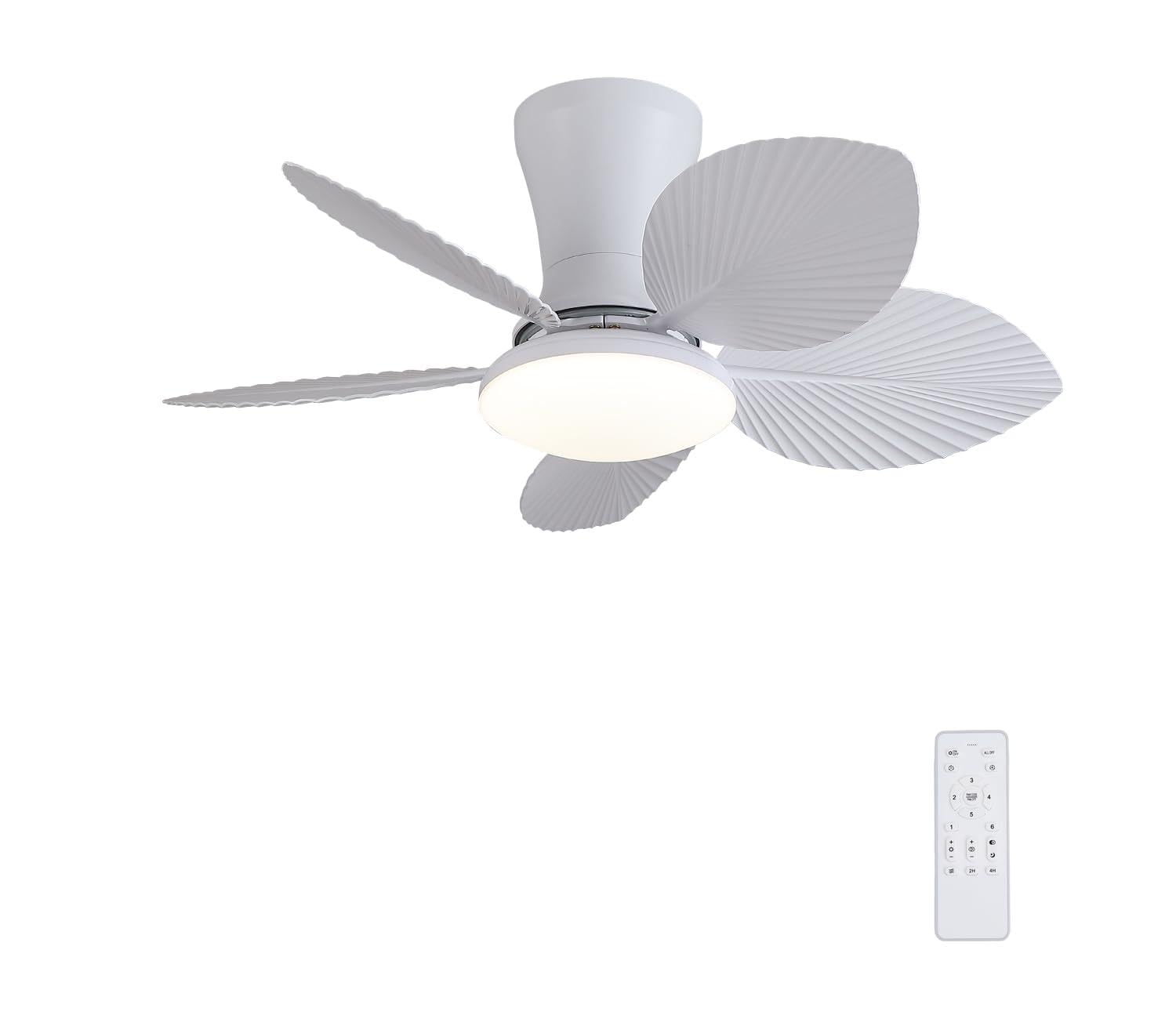 HXYSXHJUO 76CM Small Kids Ceiling Fans with Lights and Remote Reversible DC Motor 6 Speeds Dimmable Quiet Fan Light Smart Modern LED Chandelier A for Bedroom-White