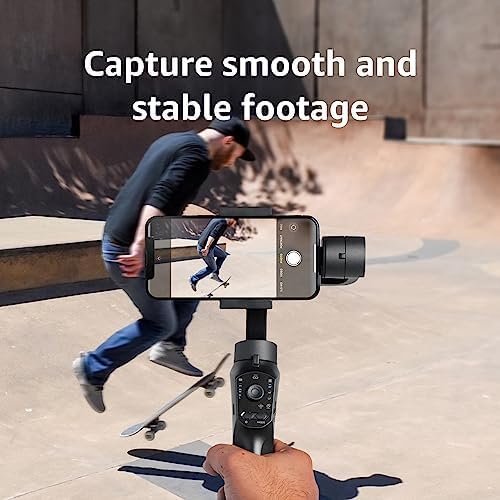 Image of Basics Handheld Gimbal Stabiliser with 3-Axis Feature and Tripod, Facial Tracking, Time Lapse, FPV, Up to 12 Hours Operational Time, Compatible with All Smart Phones (Dark Grey)
