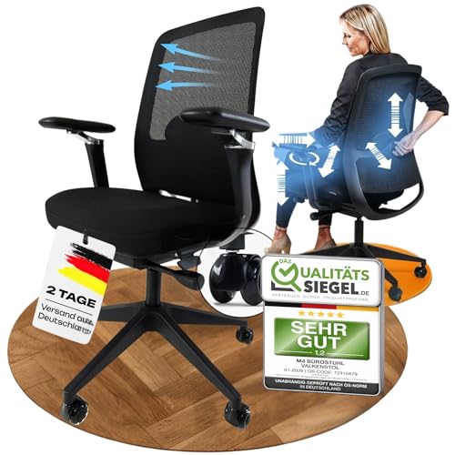 VALKENSTOL M4 Bürostuhl Ergonomisch Testsieger mit 5D Armlehnen für maximale Bewegungsfreiheit, Bequeme und Rückenfreundliche Bürostühle, Schreibtischstuhl ergonomisch als Home Office Chair