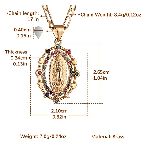 HZMAN 14K Gold Plated Virgin Mary Prayer Necklace Our Lady of Guadalupe Amulet Pendant for Women Jewelry Gift3