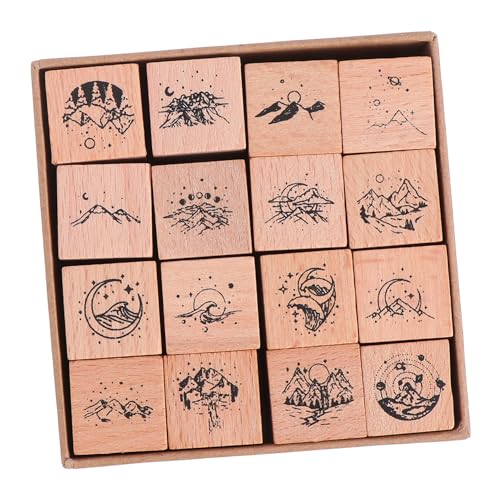 DOITOOL 16 piezas Sellos de Madera DIY para Manualidades Decoración de Álbumes Tarjetas y Agendas Sellos de Madera Resistentes para Scrapbooking y Personalización Creativa