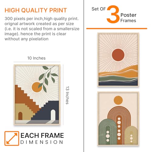 Image of BANGERZ Wall Art Painting Boho Artwork Living Room and Bedroom Frames Decor, Office and Framed Hotel Decoration Big Size Set of 3 (Artwork 3, 10x13 inch)