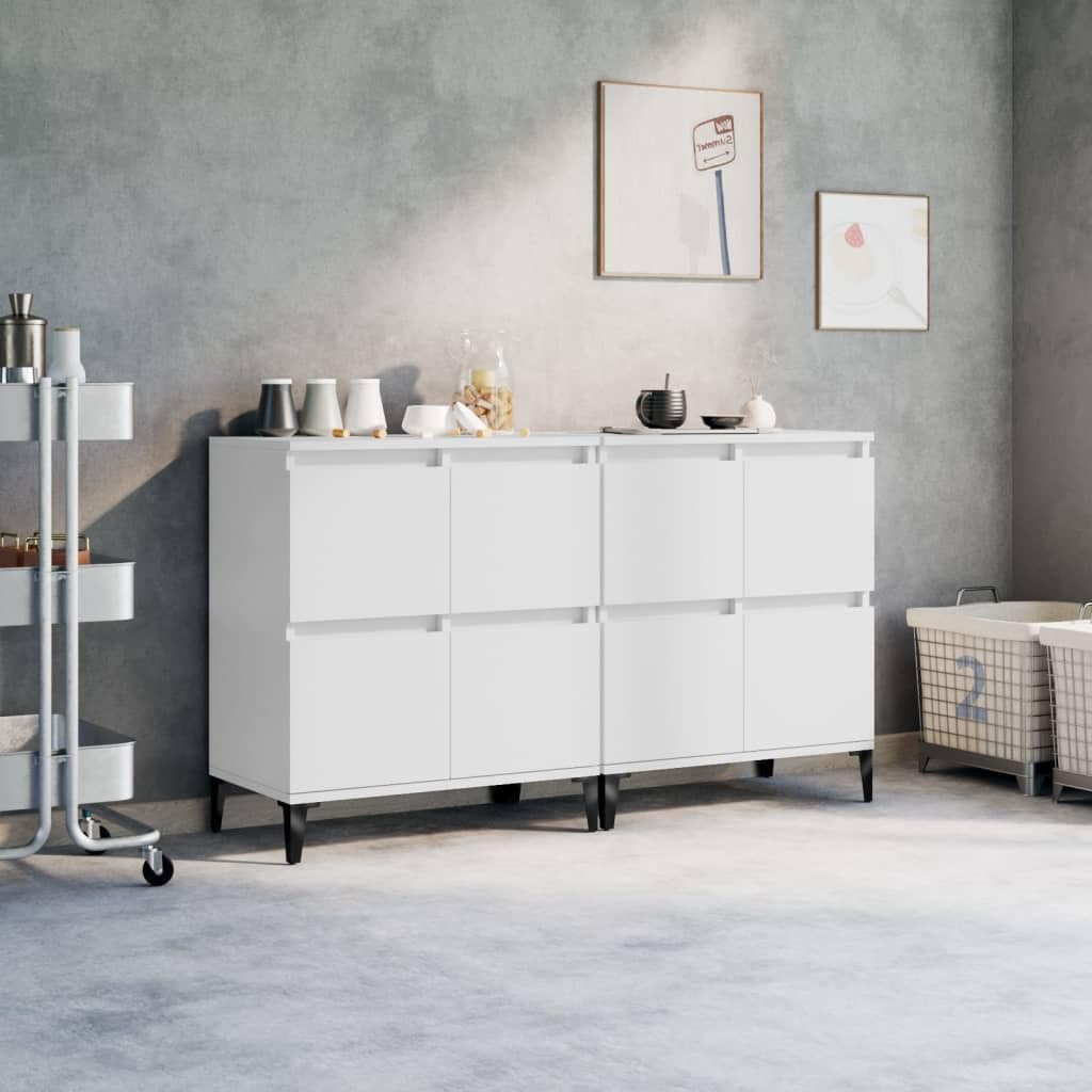 Fengshui Kredens zestaw 2 szt. biały 60 x 35 x 70 cm materiał drewnopochodny | 4 przegródki, dużo miejsca do przechowywania, łatwa w pielęgnacji, z uchwytem ściennym