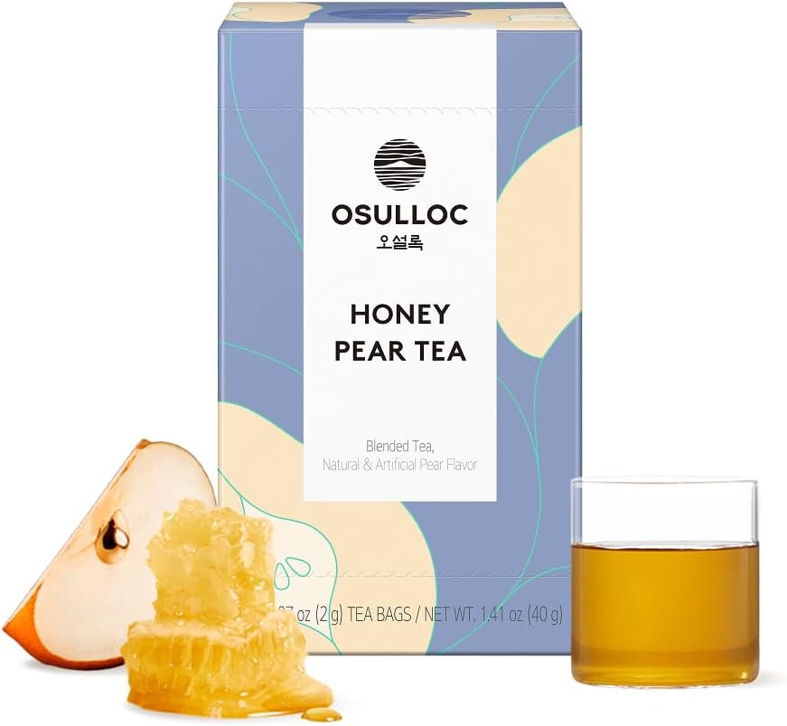 - OSULLOC Honey Pear Tea (Sweet Pear & Honey Flavor), Iced tea bags Fruit tea Blend, Premium Teabags from Jeju Island, 20 count