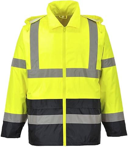 Portwest Chubasquero De Alta Visibilidad Classic Contrast, Tamaño: XL, Color: Amarillo/Negro, H443YBRXL