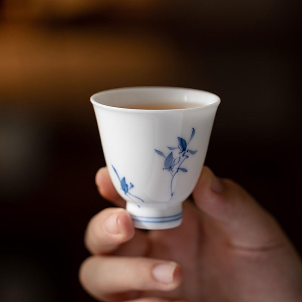 GSOUL Kungfu Tea cup Afternoon Tea Household Cups Hand-painted Butterfly Orchid Ceramic Home Office Kung Fu Set Small Tea Cups