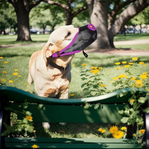 Ahuuen Mesh Maulkorb Für Hunde,Weicher Maulschutz Für Hunde | Verstellbarer Maulkorb Gegen Fressen Lecken Fellpflege Training - Ermöglicht Hecheln Und Trinken Für Outdoor-Training Und