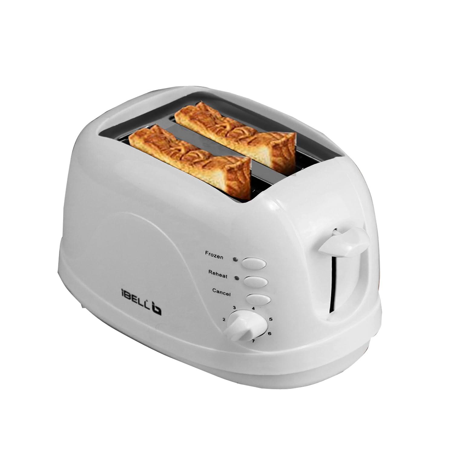 IBELLTOAST600M Auto Pop-up Bread Toaster 2 Slices, 750W, 7 Browning Modes and Removable Crumb Tray (White)