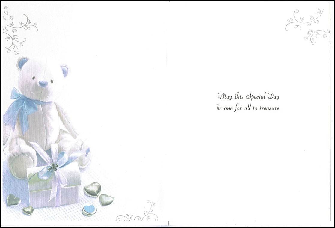 Jonny Javelin Boy Teddy Christening Day Card