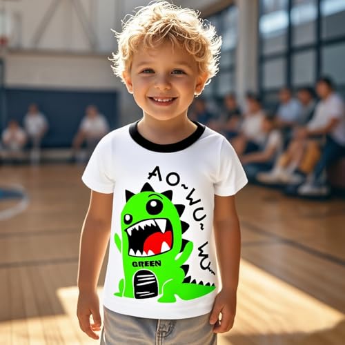 Image of DEEKEY Toddler Boys Shirts Short-Sleeve Little Kids t Shirts Boys' Tops, Tees & Shirts Graphic TEE Age for 2-7 Years 4-Pack