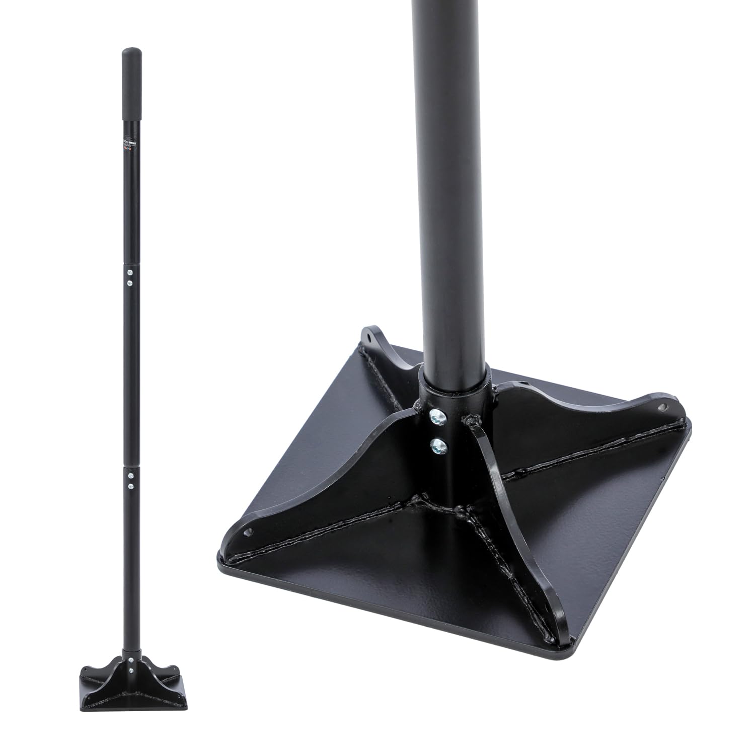 Katsu Tools Katsu Contractor's Tamper 200 X 200Mm Square Steel Tamper Rammer With 1200Mm Detachable Handle For Tamping Levelling Soil Ground Gravel Paving Repairing