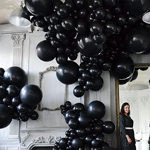 130pcs Black Balloons Different Sizes 18" 12" 10" 5" Party Latex Balloons for Birthday Graduation Baby Shower Anniversary New Year Holiday Party Decorations - Image 4