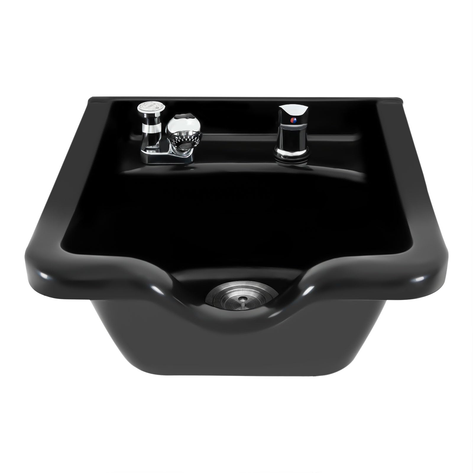 Salon Shampoo Waschbecken Haarwaschbecken, Mobiles Waschbecken Friseur 47.5x49x25cm ABS-Kunststoff Generic Shampoo Waschbecken, für Zuhause Salon Friseursalon, Schwarz