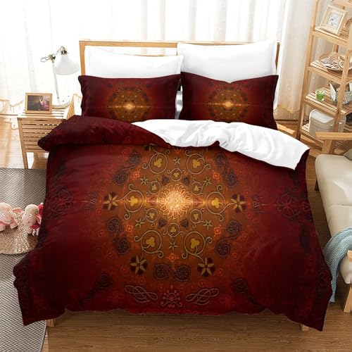 Housse de couette soleil central imprimé 3D parure de lit double classique