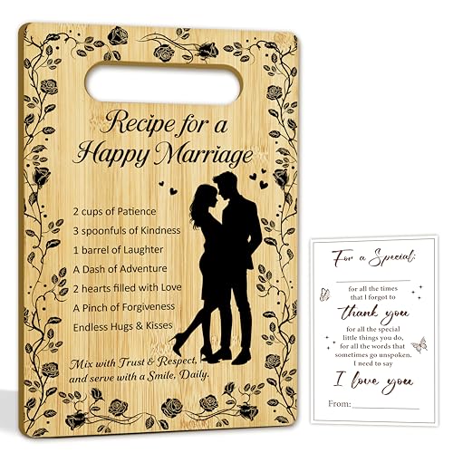 Tablero de corte personalizado de bambú para bodas, regalo para recién casados, decoración de cocina, ideal para queso, frutas, carnes y verduras - 10 miniatura 1